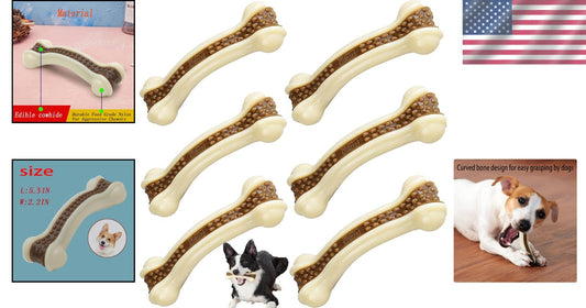 Indestructible Dog Chew Toys - 6 Pack Beef Flavor for Aggressive Chewers