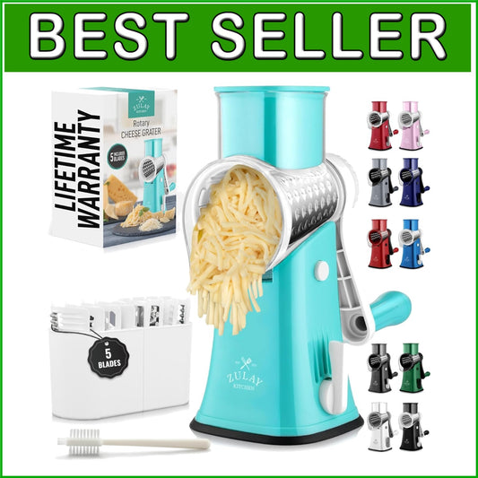 5-Blade Vegetable Chopper - Hand Crank Grater with Suction Base for Fast Prep