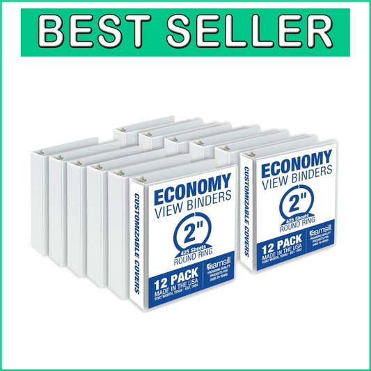 Economy 2-Inch Clear View Binders - Archival Safe, Non-Stick Materials, 12 Pack