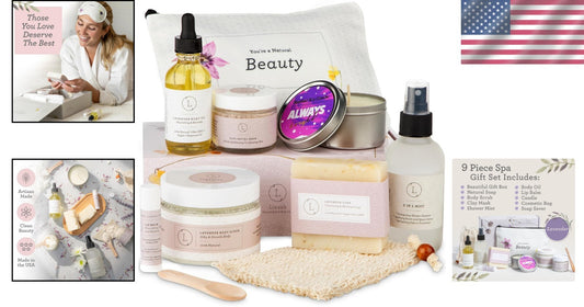 Handmade Lavender Spa Gift Basket - Indulgent 9-Piece Collection for Women