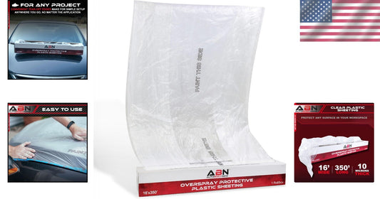 Clear Plastic Sheeting 10 Micron 16 x 350 ft - Premium Automotive Masking Film