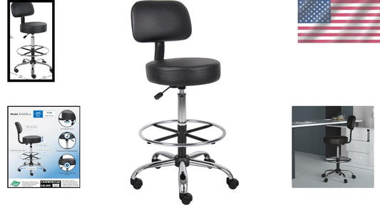 Comfort-Driven Medical Drafting Stool - Adjustable Height & Durable Vinyl Design