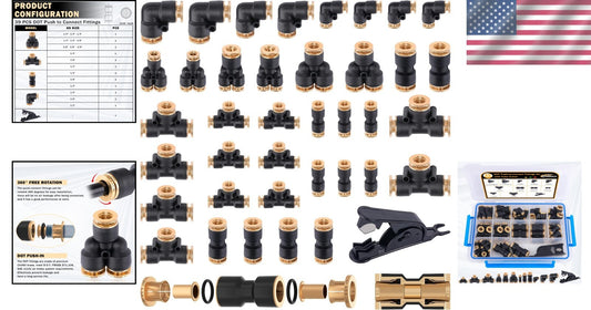 39 PCS DOT Brass Air Line Quick Connect Fittings for Trucks & Equipment Repair
