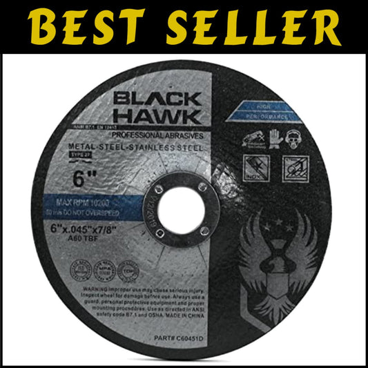 Coarse Grit Depressed Center 6” Cut Off Wheels - 25 Discs for Angle Grinders