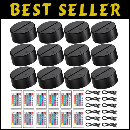 16-Color Remote Control LED Light Display Base for Acrylic Art - USB & Battery