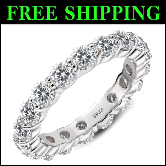 Gorgeous Hypoallergenic Eternity Ring in Genuine 925 Silver - Multiple Sizes
