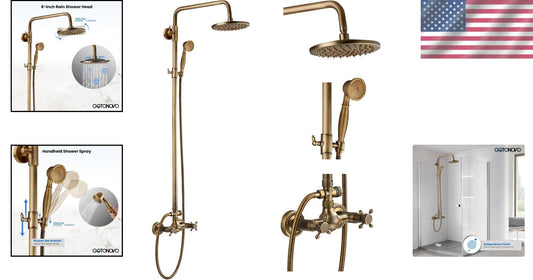 Elegant Bathroom Shower System - 8-Inch Rainfall & Handheld Brass Fixture