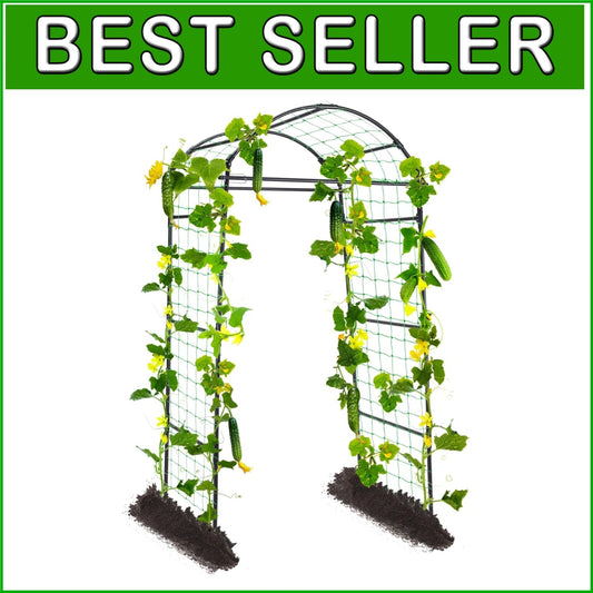 6.7ft Stylish Garden Arch Trellis for Climbing Plants - Durable Black Support