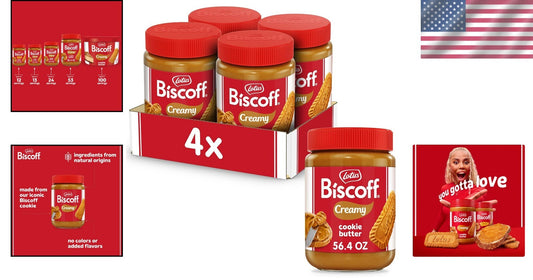 Irresistible Lotus Cookie Butter Spread - 4 Jars of 56.4oz Creamy Indulgence