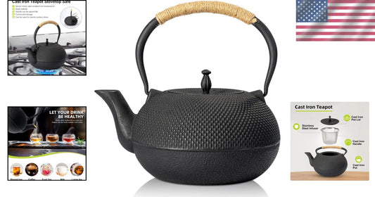 Elegant 60 Oz Cast Iron Japanese Tea Kettle with Premium Infuser - 1.9 Quarts