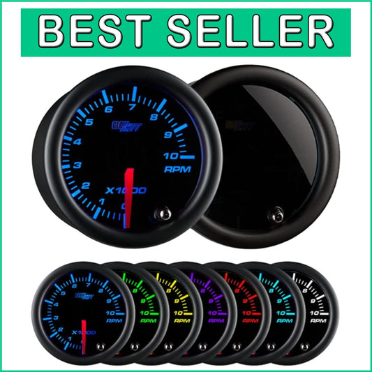 Customizable Tinted Tachometer Gauge with 10,000 RPM for Gas Engine Vehicles