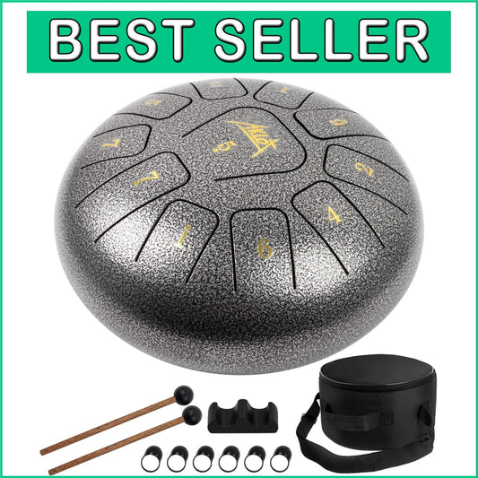 10-Inch Titanium Alloy Steel Tongue Drum with Mallets & Carry Bag - C Key