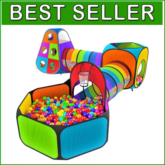 Durable 5pc Indoor/Outdoor Kids Play Tents with Crawling Tunnels & Ball Pit