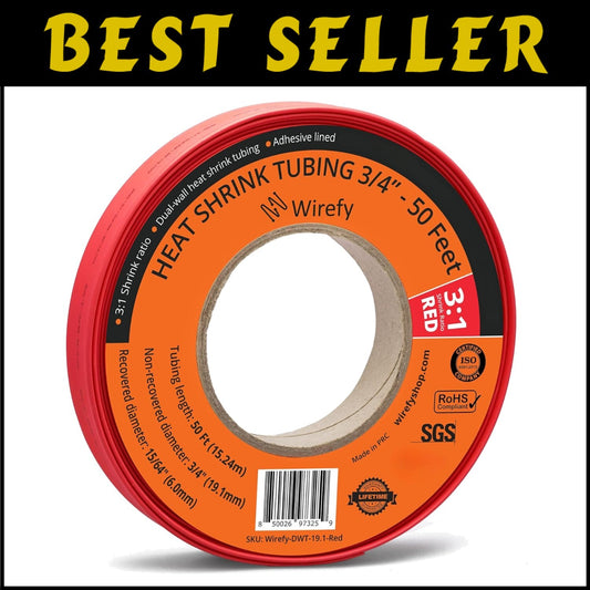 Industrial 3:1 Shrink Ratio Heat Shrink Tubing - Large Diameter, 50 Feet Roll