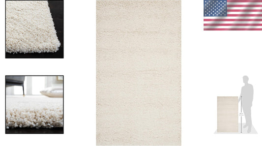 Milan Shag Collection Accent Rug 2' x 4' - Non-Shedding Ivory Elegance