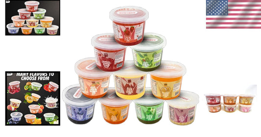 Bursting Bobaz Pearls Variety Pack - 6 Juicy Fruit Flavors for DIY Drinks