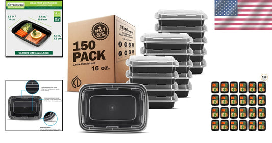 Airtight 1 Compartment Meal Prep Containers - 16oz Bento Box for Healthy Lunches