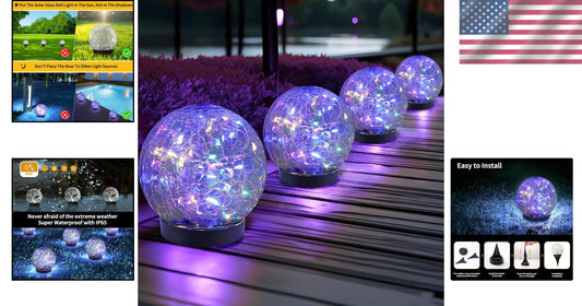 Energy-Efficient Solar Balls for Outdoor Beauty - 4-Piece Set of Uplighting Orbs