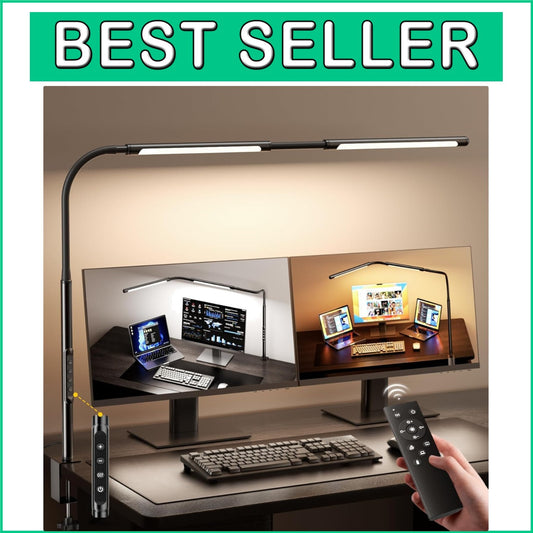 Adjustable Gooseneck LED Desk Lamp with Stepless Dimming & Remote Control
