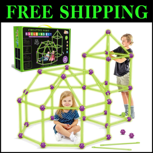 Versatile 140 Pcs Glow Fort Building Set - Encourages STEM Skills & Imagination