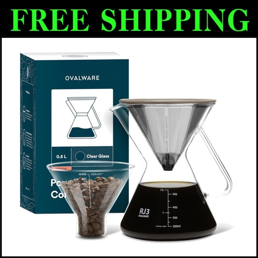 17oz Pour Over Coffee Maker with Stainless Steel Filter & Precision Measuring...