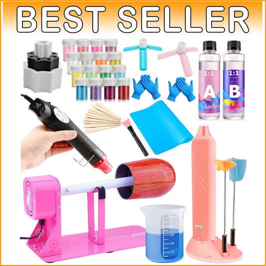 32-Piece Epoxy Tumbler Art Kit with Low Noise Mixer and Cup Drying Racks