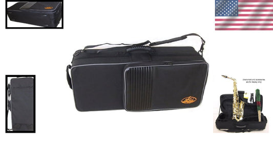 Backpackable Alto Saxophone Case with Protective Foam and Stylish Black Canvas