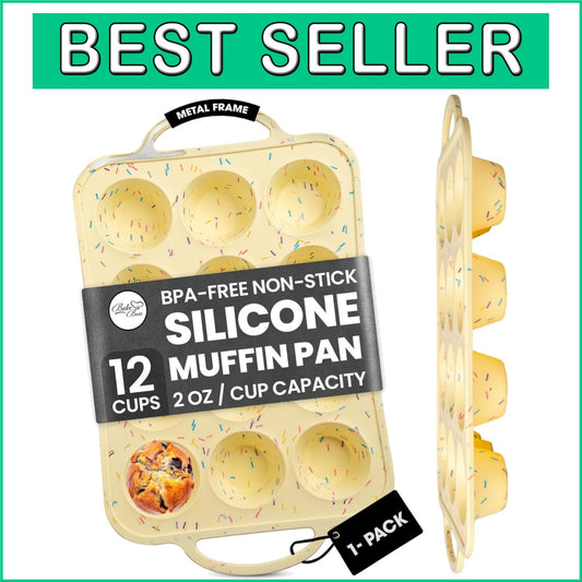 BPA-Free Silicone Mini Muffin & Cupcake Pan - 12 Cups, Oven & Dishwasher Safe