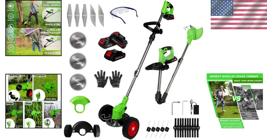 Versatile Electric Grass Trimmer: 3 Batteries, Lightweight & Adjustable Handle