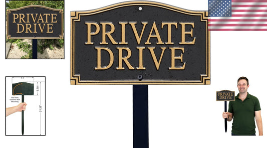 Architectural 5.75" x 9.5" Private Property Garden Sign with Stake for Entrances
