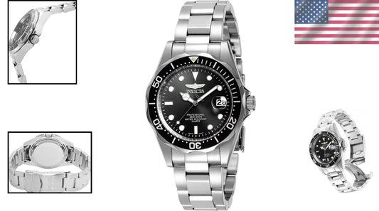 Elegant Men's 37.5mm Stainless Steel Diving Watch with Luminous Markers & Bezel