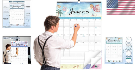 Beautiful Watercolor Extra Large Wall Calendar 2025 - 36x24 Planning Masterpiece