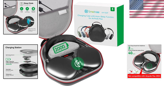 AirPods Max 2000mAh Battery Case with Sleep Mode - Perfect for Travel & Charging