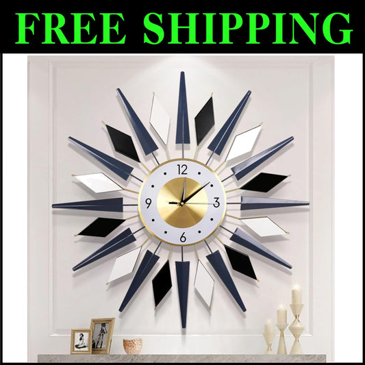 Elegant 28-Inch Decorative Wall Clock - Silent Movement for Living Spaces