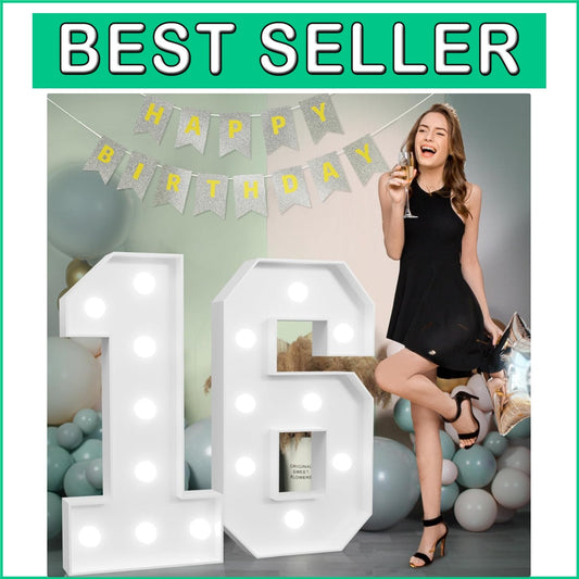 3ft Sweet 16 Light-Up Numbers - Stunning Birthday Decorations for Boys & Girls
