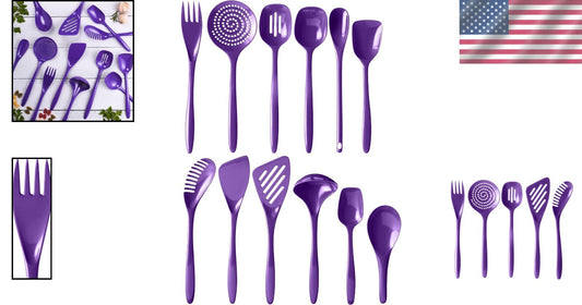 Durable Purple Melamine Utensils Set (12 Pieces) - Ideal for Serving & Cooking
