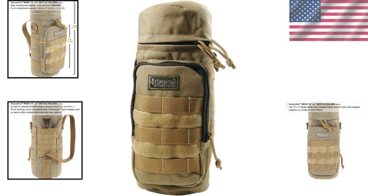 Lightweight Khaki Bottle Holder - 12" High for Hiking and Outdoor Adventures