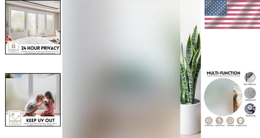 Frosted Glass Window Privacy Film - UV Blocking & Heat Control, 41.3" x 19.7"