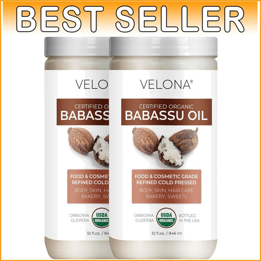 Silky Babassu Oil 64 Fl Oz - Refined Cold Pressed for Skin & Hair Nourishment