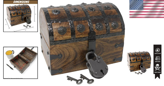 Decorative Pirate Chest with Skeleton Key - Ideal for Imaginative Play & Storage
