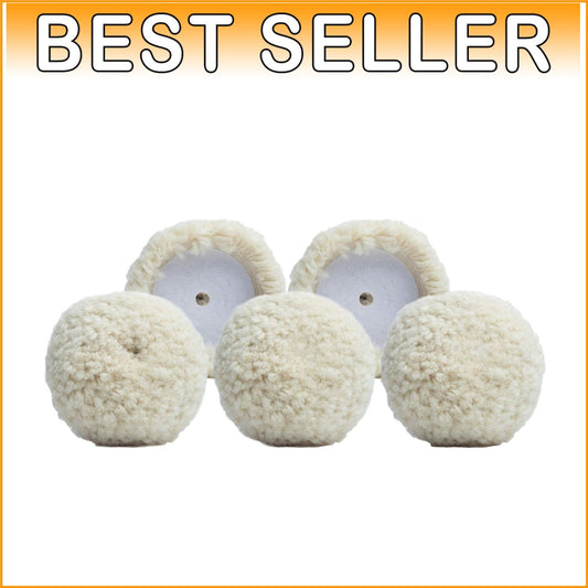 Premium 5-Pack Wool Buffing Pads, 3-inch - Professional Grade for Car Care