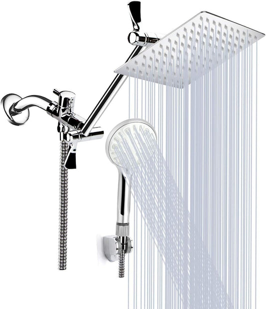 12 Inch High Pressure Rainfall Shower Head & Handheld Combo with Extension Arm