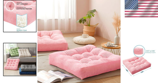 Set of 2 Stylish Pink Corduroy Floor Pillows – Ideal for Relaxation & Meditation