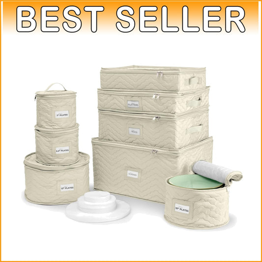8-Piece Quilted Dish Storage Containers for Safe Moving & Elegant Organization