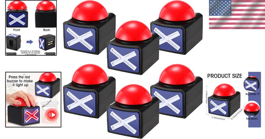 Compact Sound-Activated Buzzers for Game Shows – 6 Interactive Buttons Included