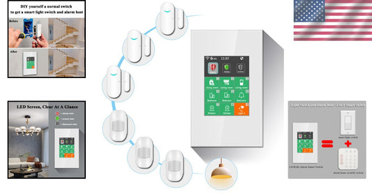 Smart Light Switch and Wireless Alarm System Combo for Home Security Upgrade