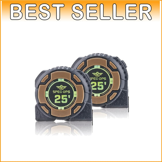 Elite 25-Foot Tape Measure - Dual-Sided Blade & Military-Grade Durability 2-Pack