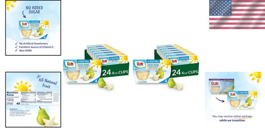 Bulk Pack of 48 Diced Pears - All Natural, No Sugar Added, Gluten & Dairy Free