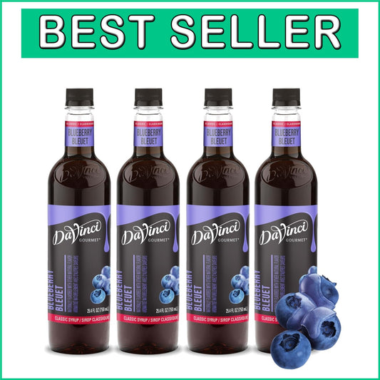 Authentic Blueberry Syrup - 25.4 Fl Oz Bottles (4-Pack) for Drinks & Desserts