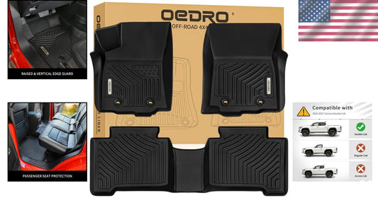 Durable All-Weather Floor Liners for 2016-2023 Tacoma Double Cab - TPE Set